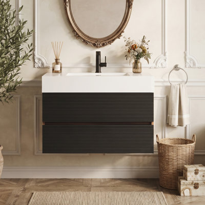Wall Mounted Single Double Single Vanity Bathroom Vanity With Solid Surface Top