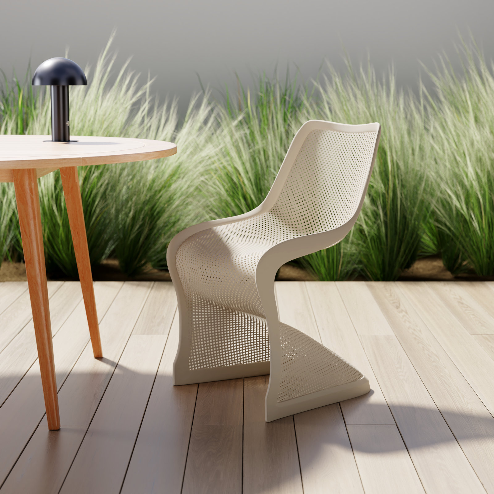 Spector Stackable Patio Side Chair, Taupe