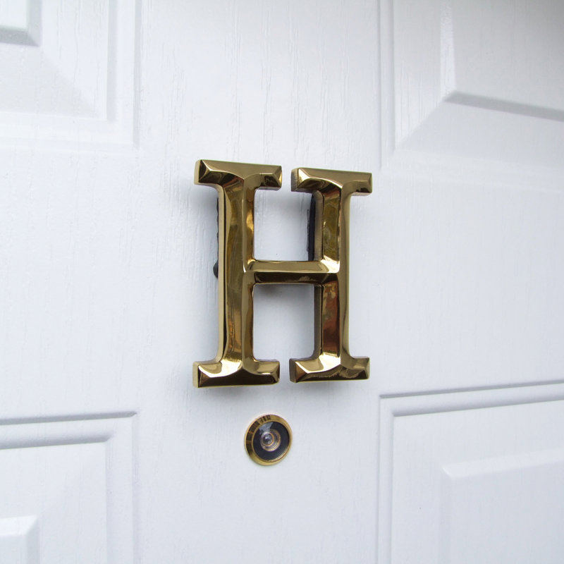 Heurtoir de porte lettre monogramme, Laiton, H