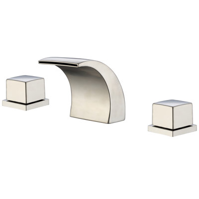 Robinet de salle de bain à large entraxe de 8 po Sumerain, robinet de salle de bain moderne à cascade avec poignées doubles, fabrication en laiton massif et en acier inoxydable, robinet de meuble-lavabo à 3 trous à fixation sur le comptoir, nickel brossé