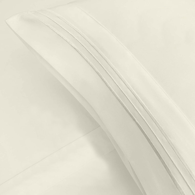 Ensemble de draps-housse en microfibre / polyester , Très grand, Ivoire