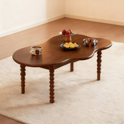 Retro Walnut Solid Wood Free form Coffee Table