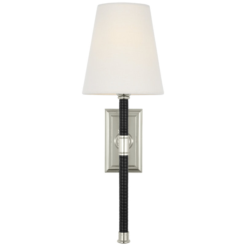 Basden 1 - Light Candle Wall Light, Polished Nickel/Black, 16.25" H x 5.5" W x 6.5" D