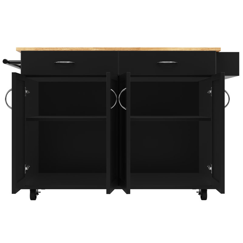 Wood Kitchen Island, Black