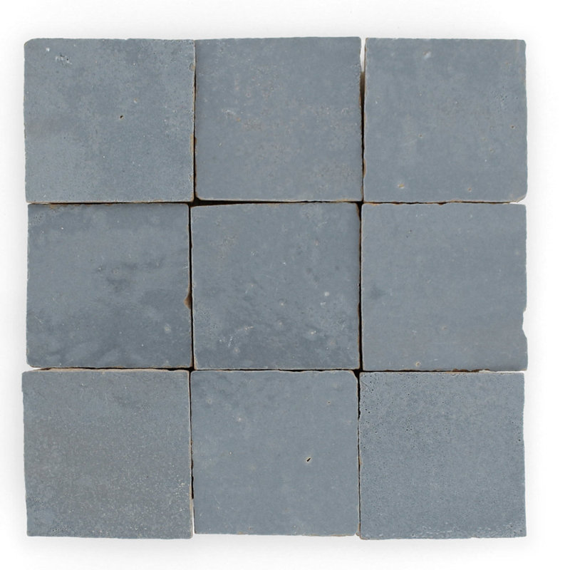 Moroccan Zellige 4" x 4" Ceramic Floor & Wall Tile, Graphite