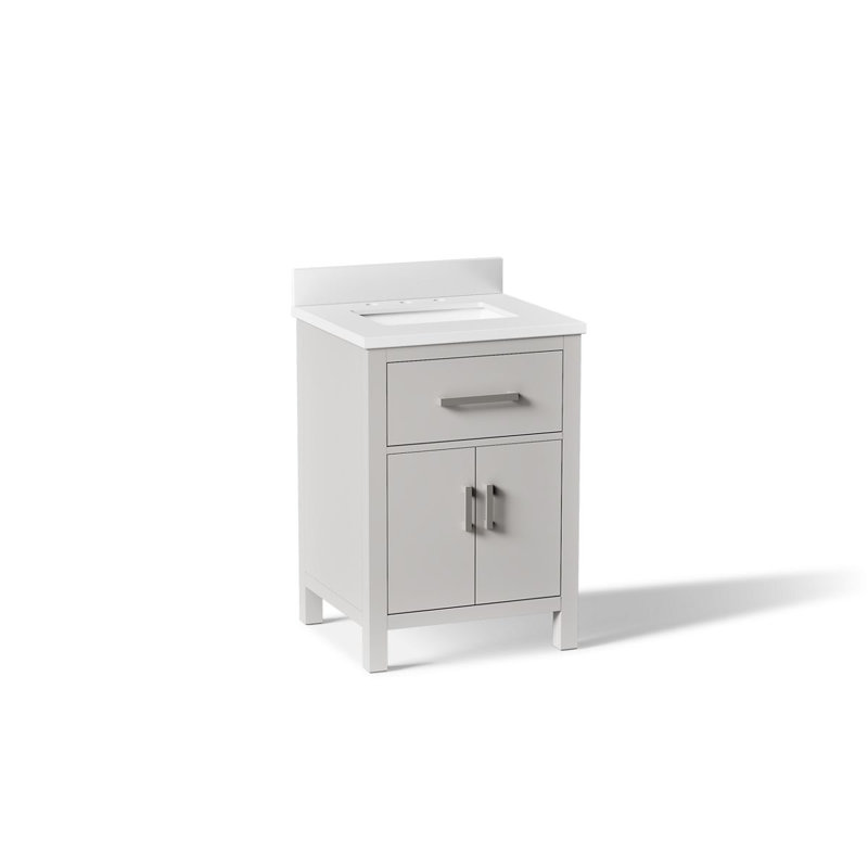 Kresla Meuble-lavabo de salle de bain avec lavabo et comptoir en quartz, Gris Atmos