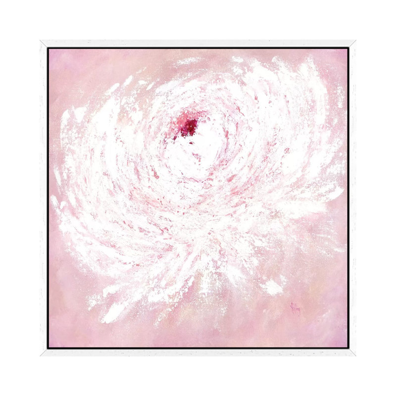 Pink Peony by Ashley Bradley - Print on Canvas, White Framed, 93.98 cm H x 93.98 cm W