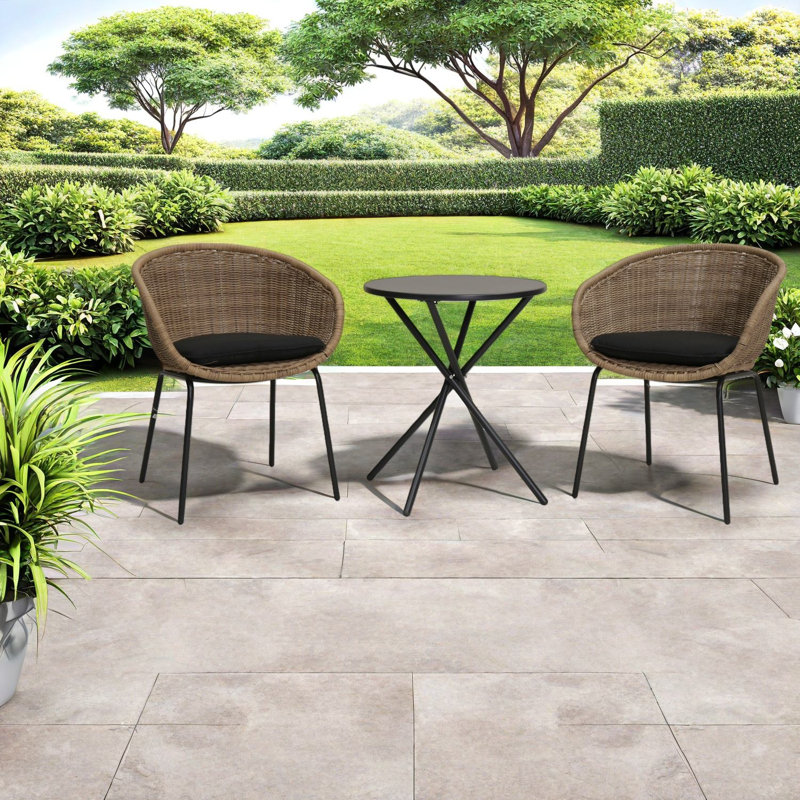 Comfortable Patio Lounge Chairs, Steel Wicker Modern Set For Patio Home