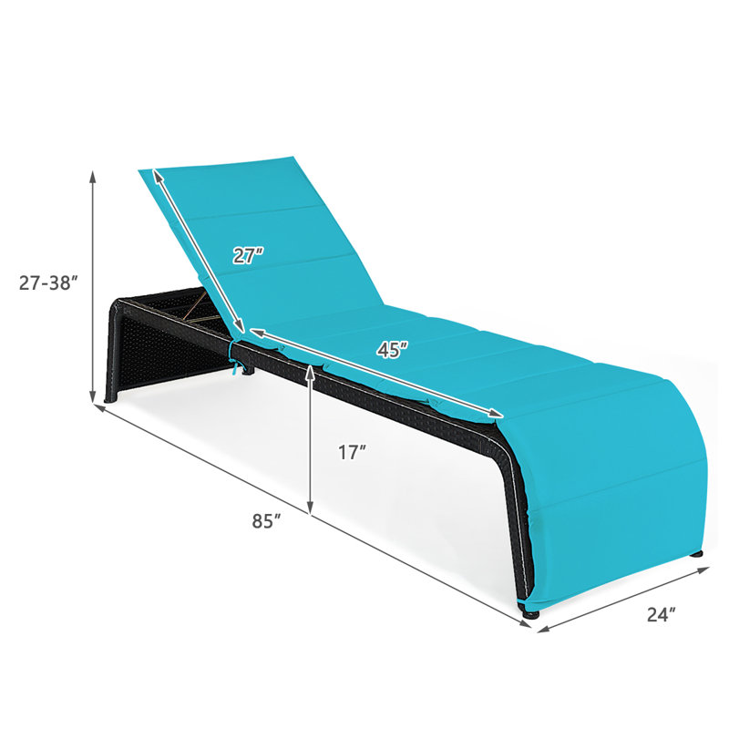 Chaise longue inclinable avec coussin Luciana, Bleu