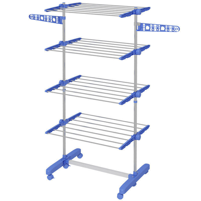 Foldable Standard Drying Rack, Silver/Blue
