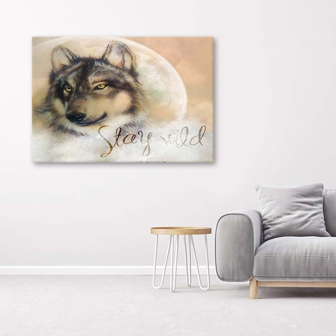 Leinwandbild Wolf Animal Nature Beige