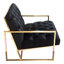 Chaise d'appoint Luxe en velours capitonné noir avec structure en acier inoxydable doré poli-82195272-82195271