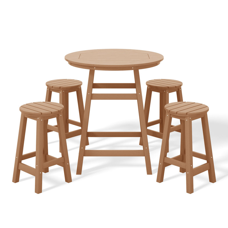 Laguna 5-Piece Round Counter Set, Brown