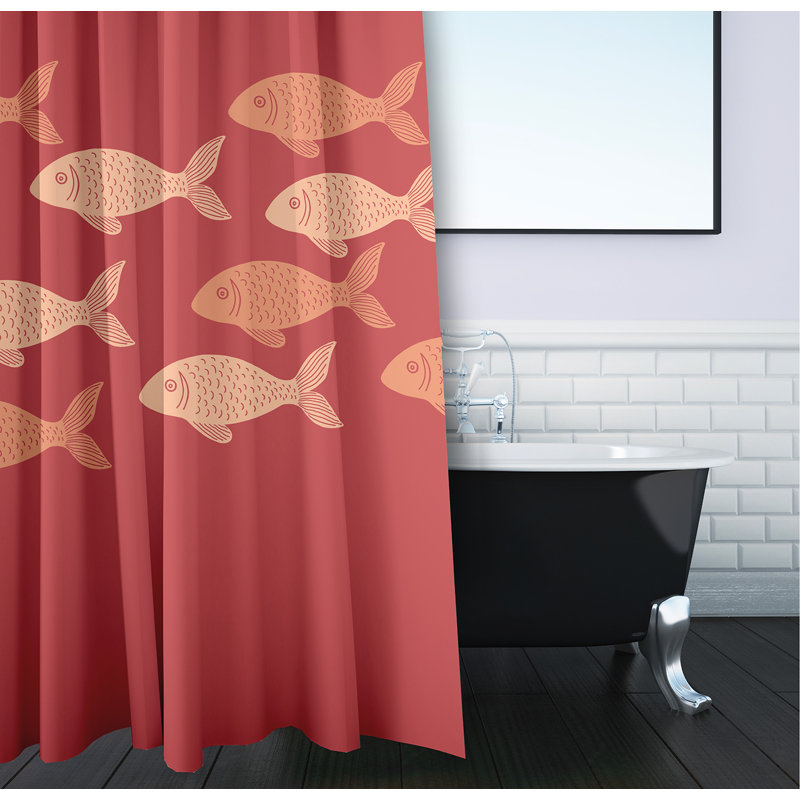 Rideau de douche simple Ludwig, Corail