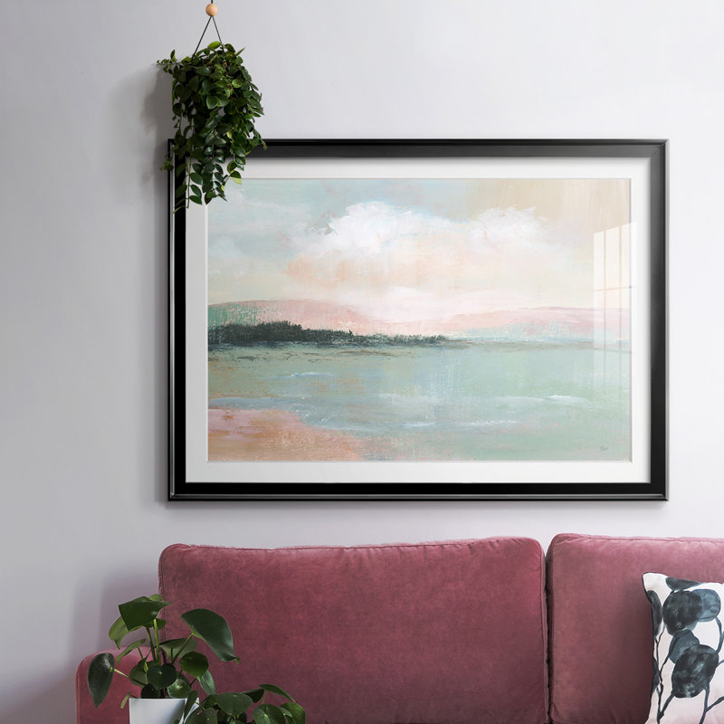«Distant Shore», impression sur papier encadrée, H 19 po x l 27 po x P 1,5 po, Or