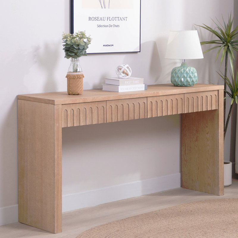 Console moderne avec 4 tiroirs - 59,2 po, Naturel