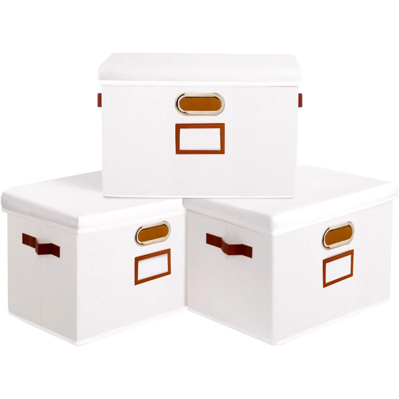 17 Stories Fabric Bin, White, 25cm H x 38cm W x 25cm D