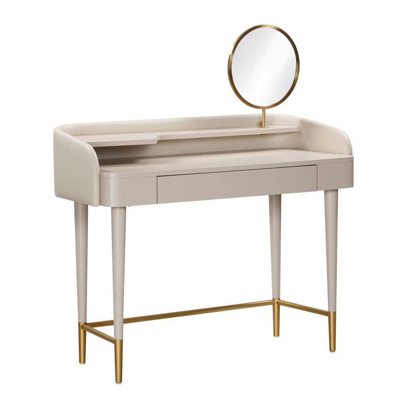 Bureau de coiffeuse en cuir Carleen Penelope, Taupe