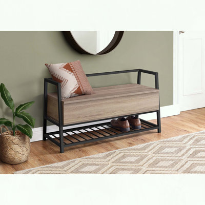 Banc de rangement rabattable avec étagère à chaussures et structure en métal