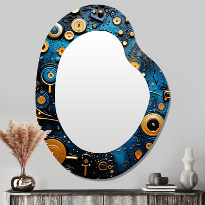 Kaylan, formes abstraites bleues et jaunes, Freedom s Dream - Miroir mural asymétrique