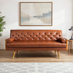 Bel-Air 72.2" Mid Century Modern Tufted 3 Seater Sofa with Bolster Pillows
