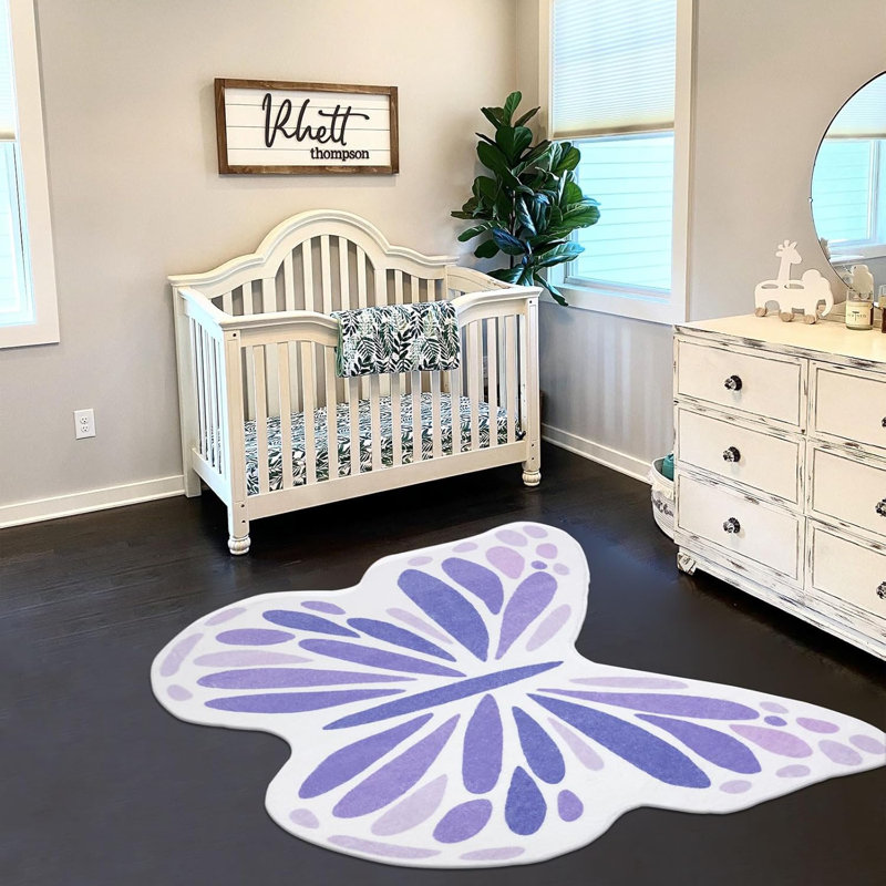 Tapis en forme de papillon, Mauve, Nouveauté 2 pi 11 po x 3 pi 7 po