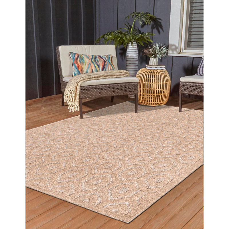 Tapis intérieur / extérieur beige Heberling, Rectangle 4 pi x 6 pi