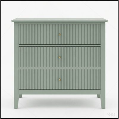 Table de chevet 32 pouces large cannelée à 3 tiroirs, grande table de bout moderne pour chambre à coucher