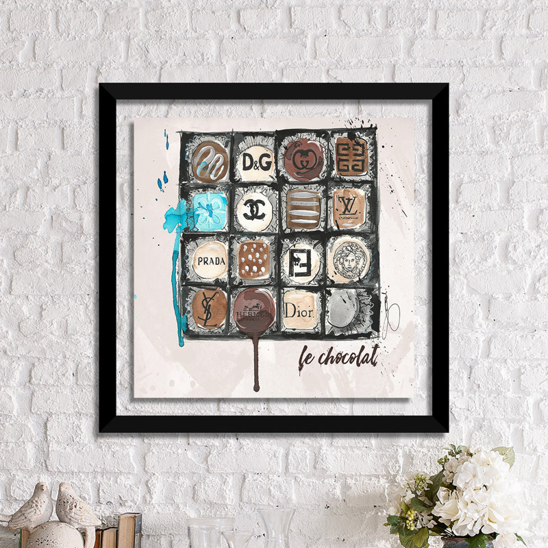 " Le Chocolate " by BY Jodi, 27.5" H x 27.5" W x 0.75" D, Black Plexiglass Frame