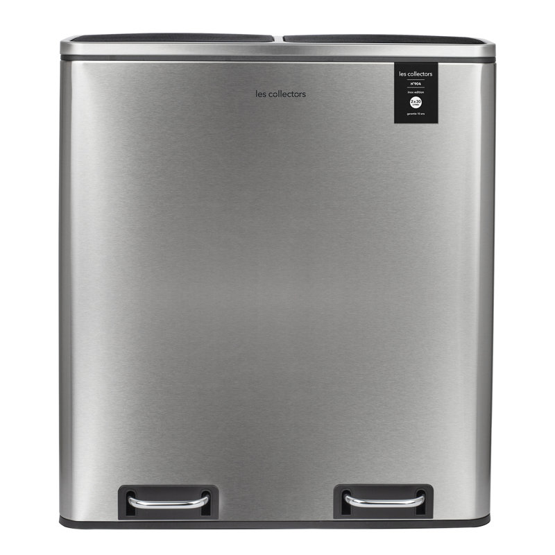 Stainless Steel 60 Litre Step On Multi-Compartments Trash & Recycling Bin, Matt Brushed Nickel