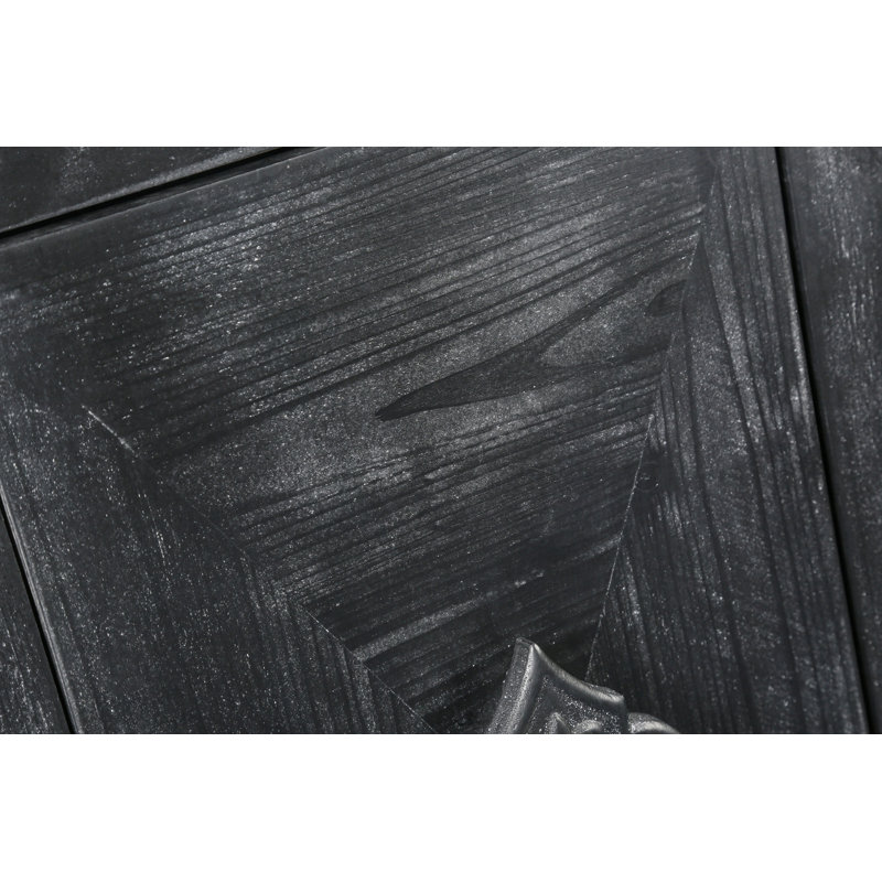 Armoire à poignée de porte sculptée, Noir antique
