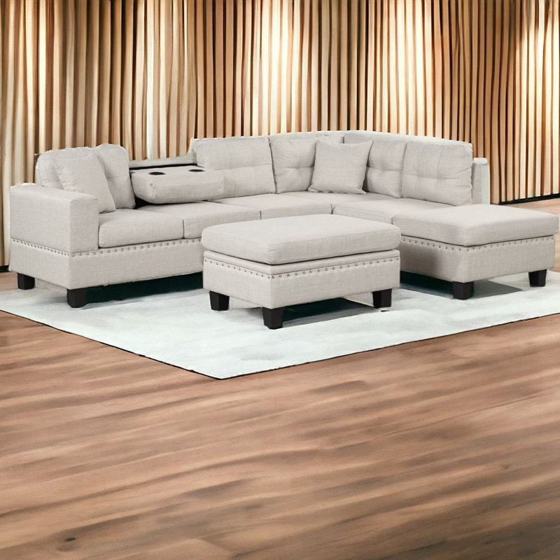 Canapé modulaire 4 pièces Meliani, Gris clair