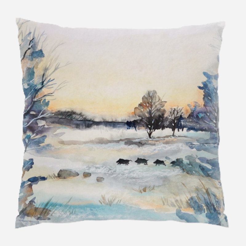  Coussin décoratif aquarelle, Microsuède, Intérieur