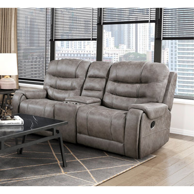 Modern Living Room 1Pc Double Reclining Loveseat With Center Console, Polished Microfiber Upholstery, Plush Seating, Solid Wood Frame Furniture