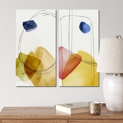 Trendy Abstracts with Colorful Shapes III - 2 Piece Painting Set