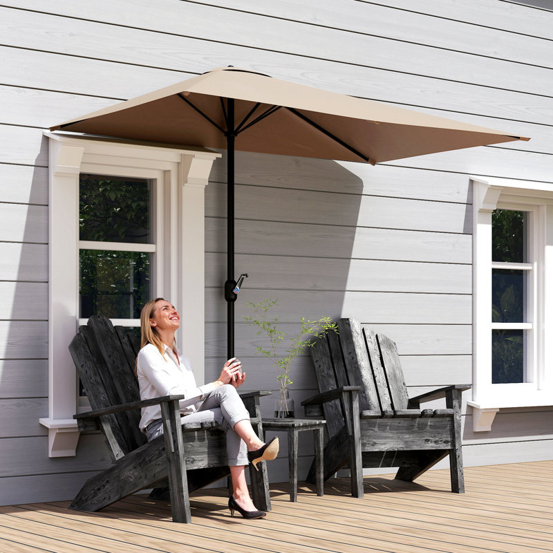 Parasol pour terrasse 8 pi demi-parasol, Café