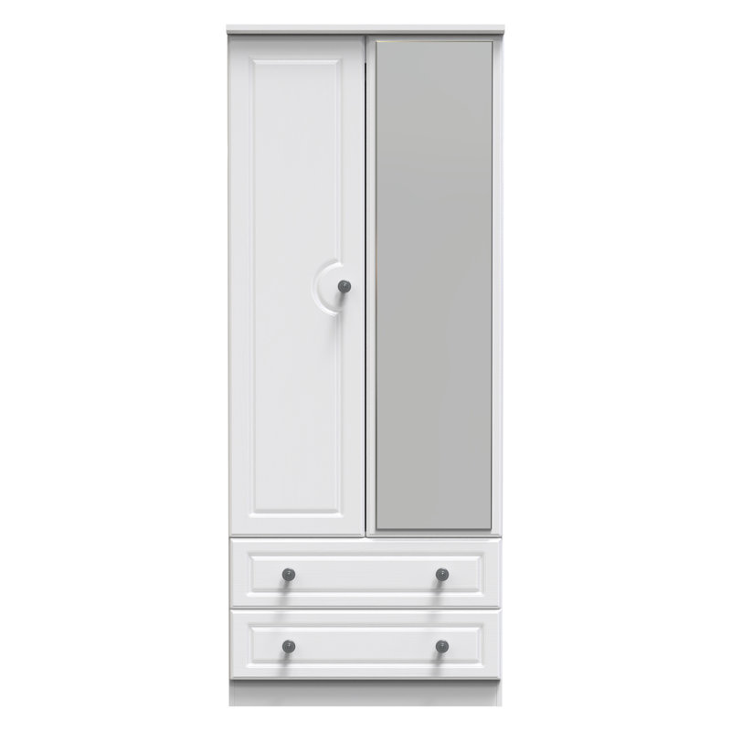 Cloninger 2 Door 2 Drawer Wardrobe, White