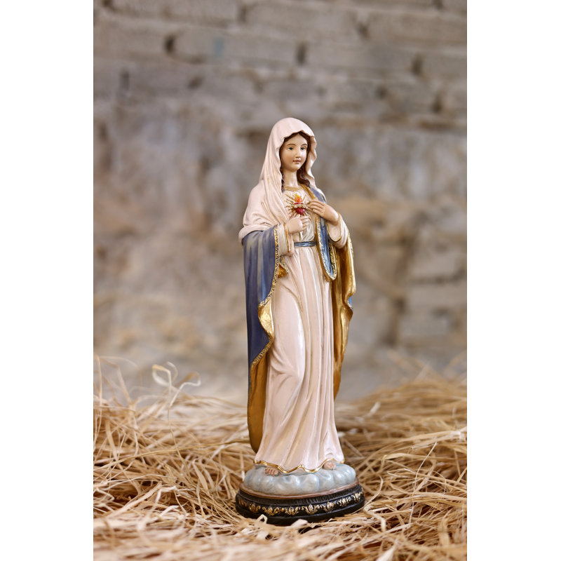 Statue sacrée du cœur de Marie, décoration religieuse, H 12 po x l 3,3 po x P 4 po