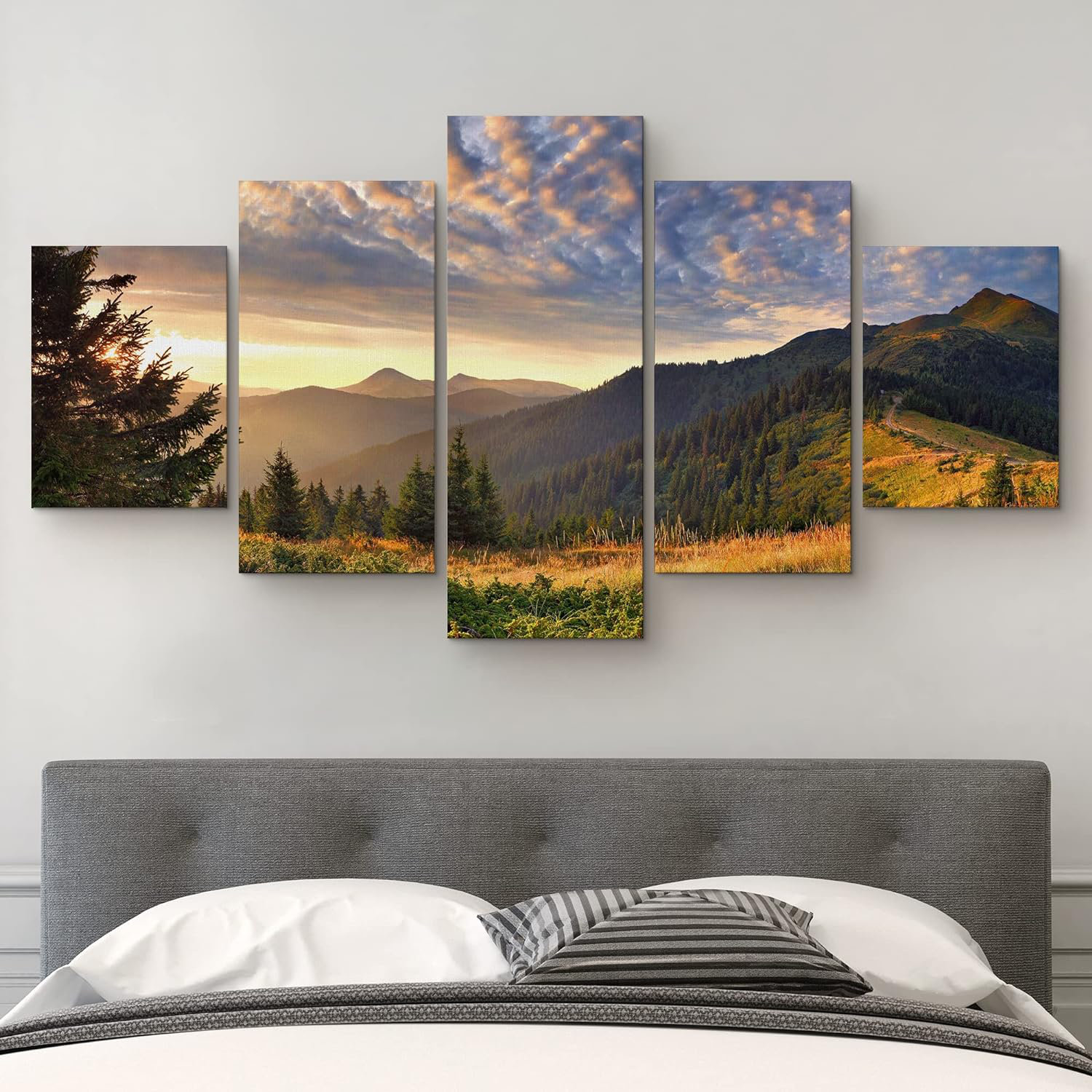 IDEA4WALL Nature Landscape Mountain Sunset Over Golden Valleys ...
