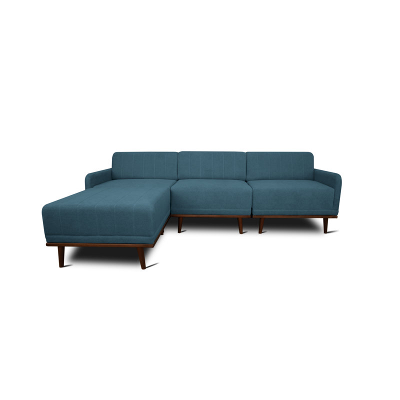 Sjard 4 Seater Sofa & Chaise, Grey Polyester Blend, Left Hand Facing