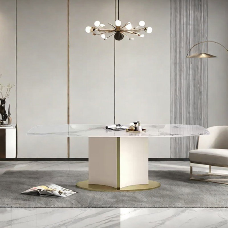 High-end rectangular sintered stone dining table, 29.53"H x 86.61"L x 43.31"W