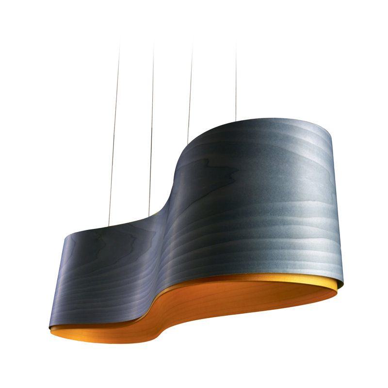 New Wave Suspension Light - E26 Base - Brushed Nickel Finish - Red and Yellow Shade, E26, Red/Yellow