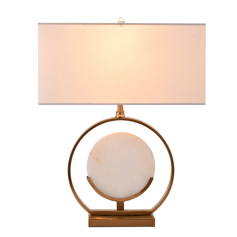 Lampe de table 1 lumière 22 "de hauteur Whittlesey avec une base en pierre d'albâtre blanche