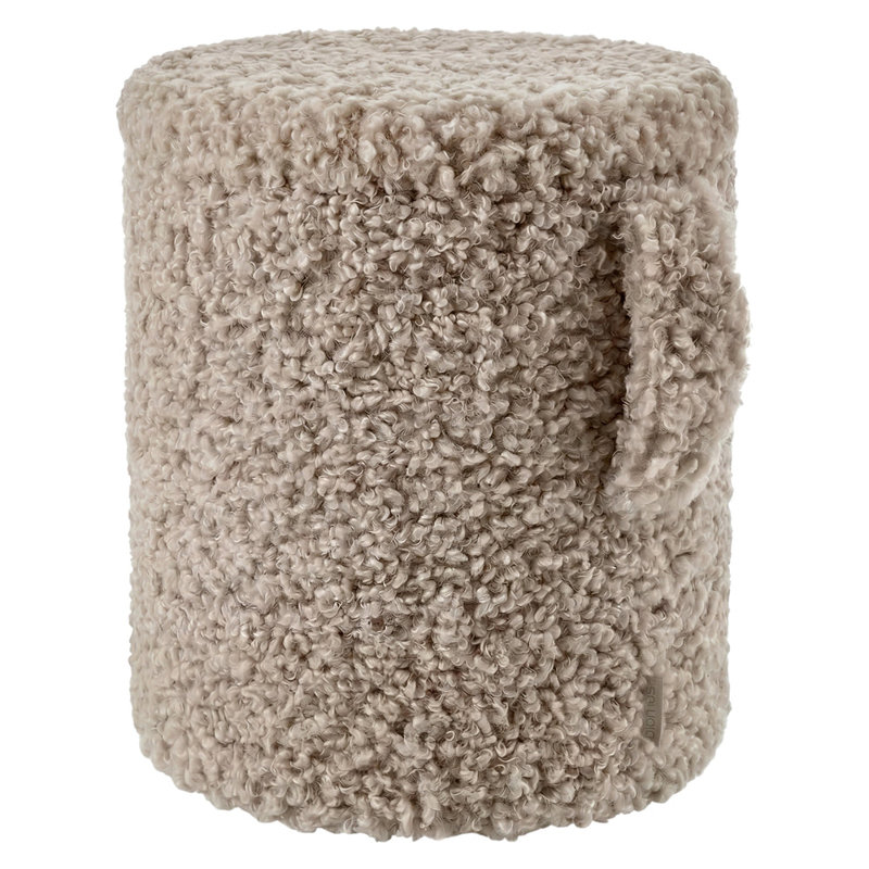 Pouf de rangement rond capitonné TEDDY, table d'appoint, tabouret ou pouf avec couvercle - Couleur champignon