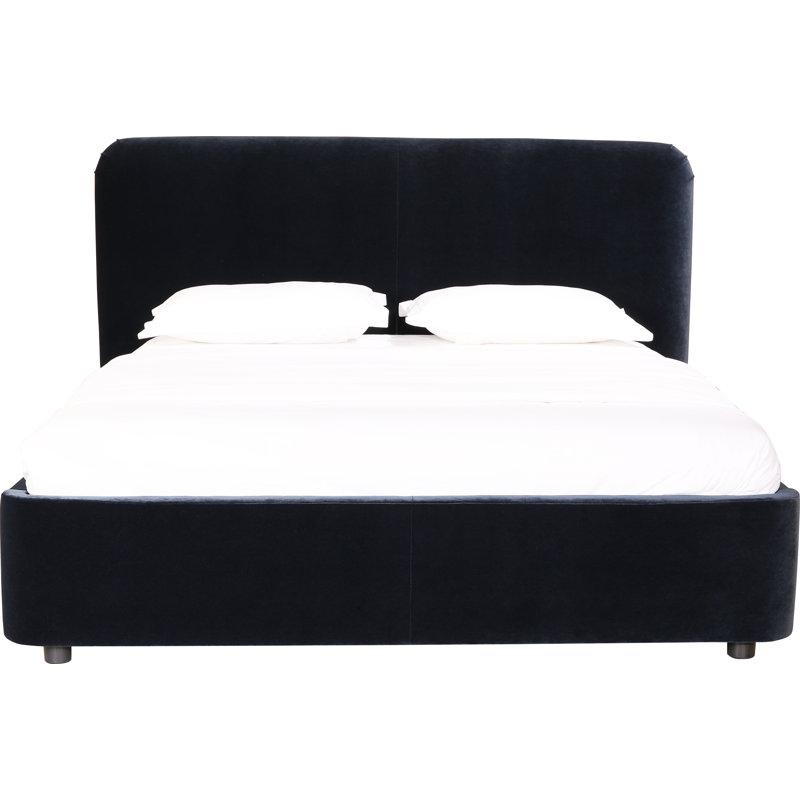 Crosby Upholstered Low Profile Platform Bed, Beige Basketweave, Queen