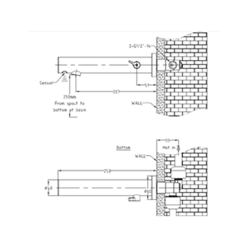 Chrome Wall Mount Commercial Bathroom Touchless Faucet for Hygienic Use