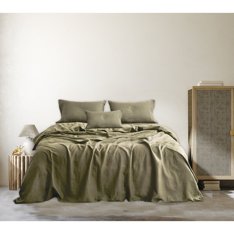 Ensemble de housse de couette en lin 3 pièces , Housse de couette simple TG + 1 taie d'oreiller st, Mousse