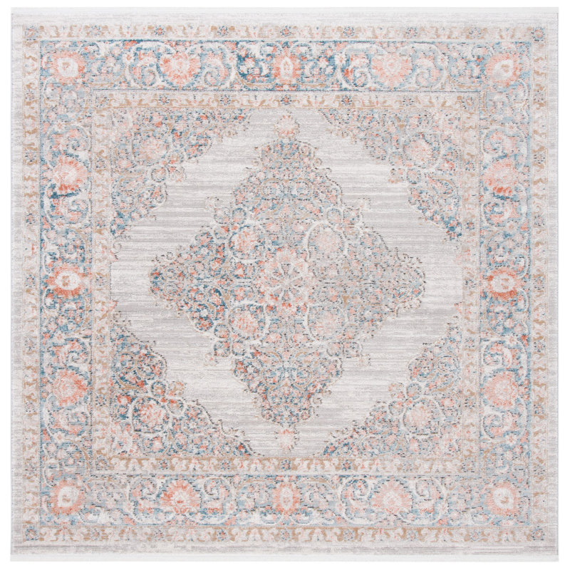 Tapis oriental gris / rose Sandtoft, Carré 6 pi 7 po