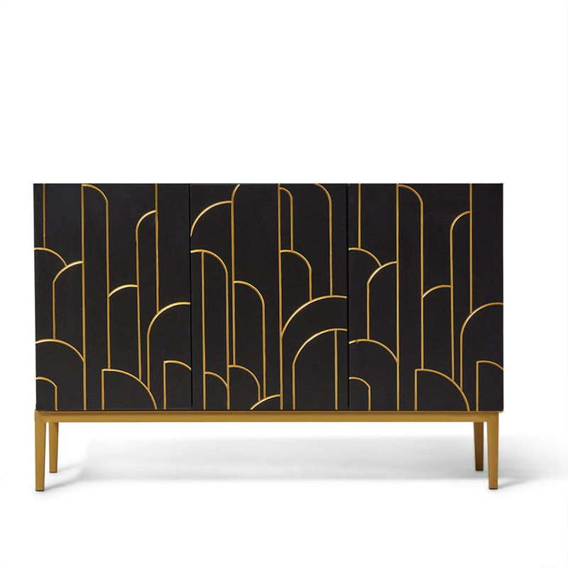 Heathfield 87cm Sideboard, Noir Black, 81 cm H x 120 cm W x 40 cm D