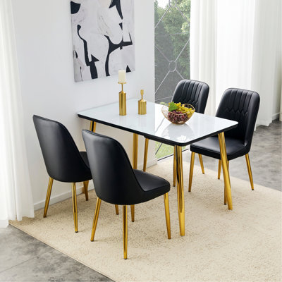 Dining Table Set With Metal Legs, Dining Table With 4 Chairs